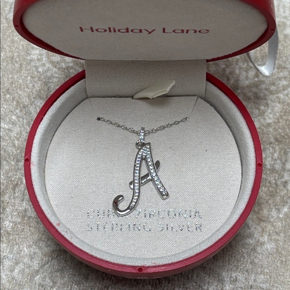 Brand New Sterling Silver Cubic Zirconia “A” Initial Necklace Christmas Box - Picture 3 of 10